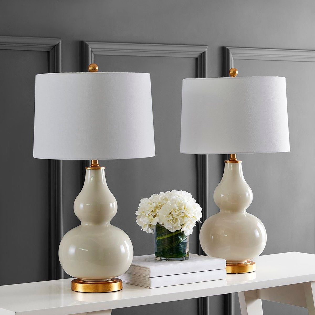  Safavieh Karlen Table Lamp Set of 2 - Cream - Bonton