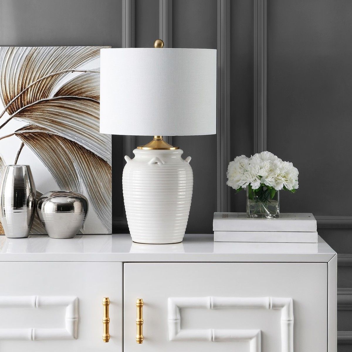  Safavieh Lener Table Lamp - White - Bonton