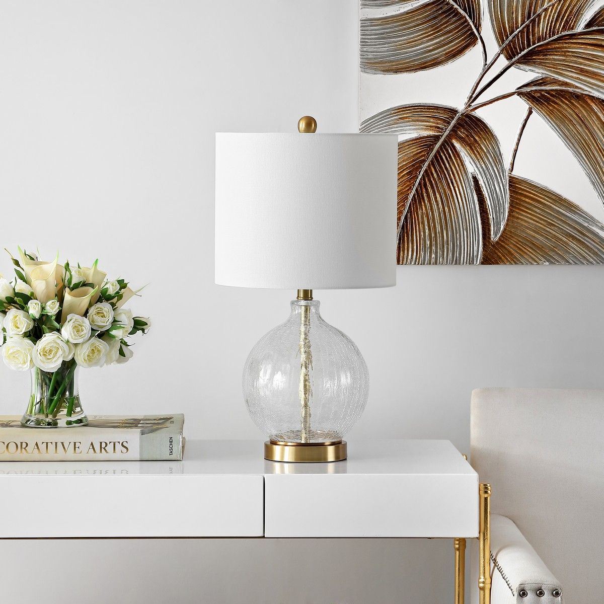  Safavieh Lovell Glass Table Lamp - White - Bonton