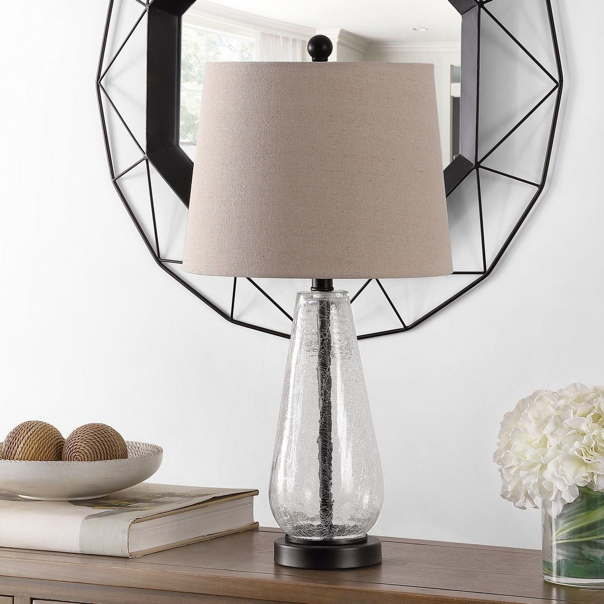  Safavieh Naila Glass Table Lamp - Beige - Bonton