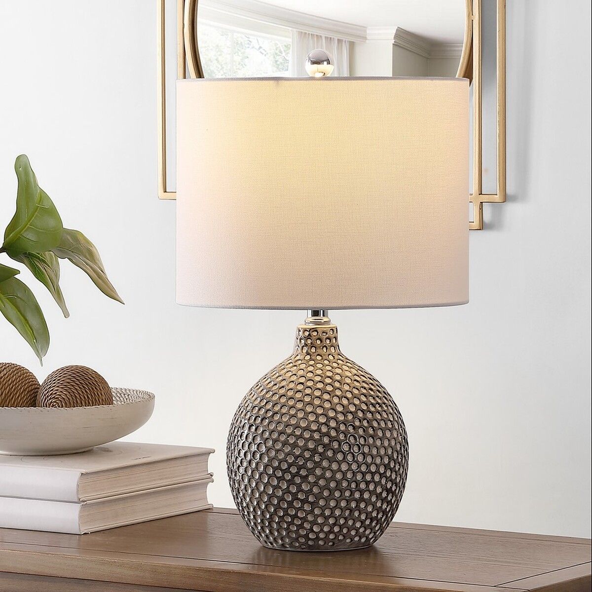  Safavieh Breeda Ceramic Table Lamp - Silver - Bonton