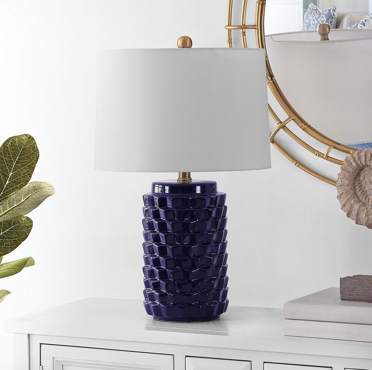  Safavieh Weldon Ceramic Table Lamp - Navy - Bonton