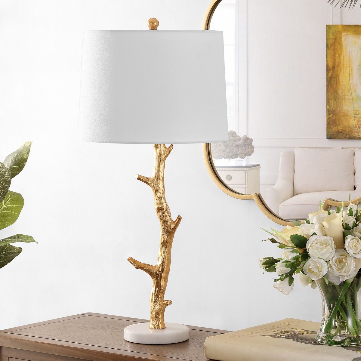  Safavieh Olenna Resin Table Lamp - Gold - Bonton