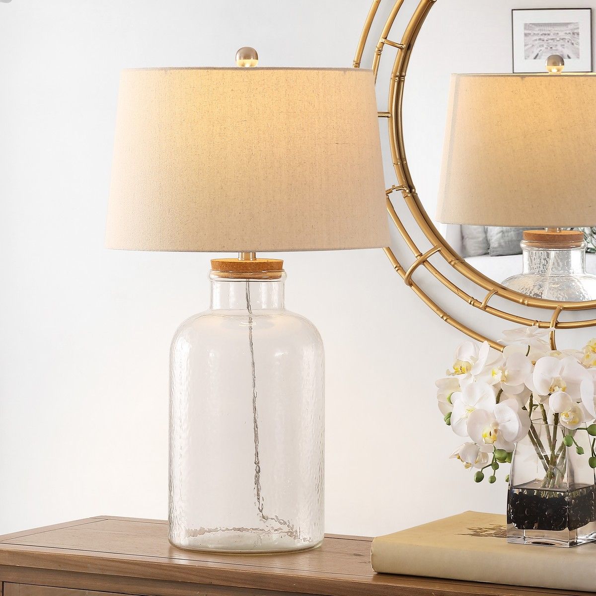  Safavieh Caden Glass Table Lamp Set of 2 - Beige - Bonton