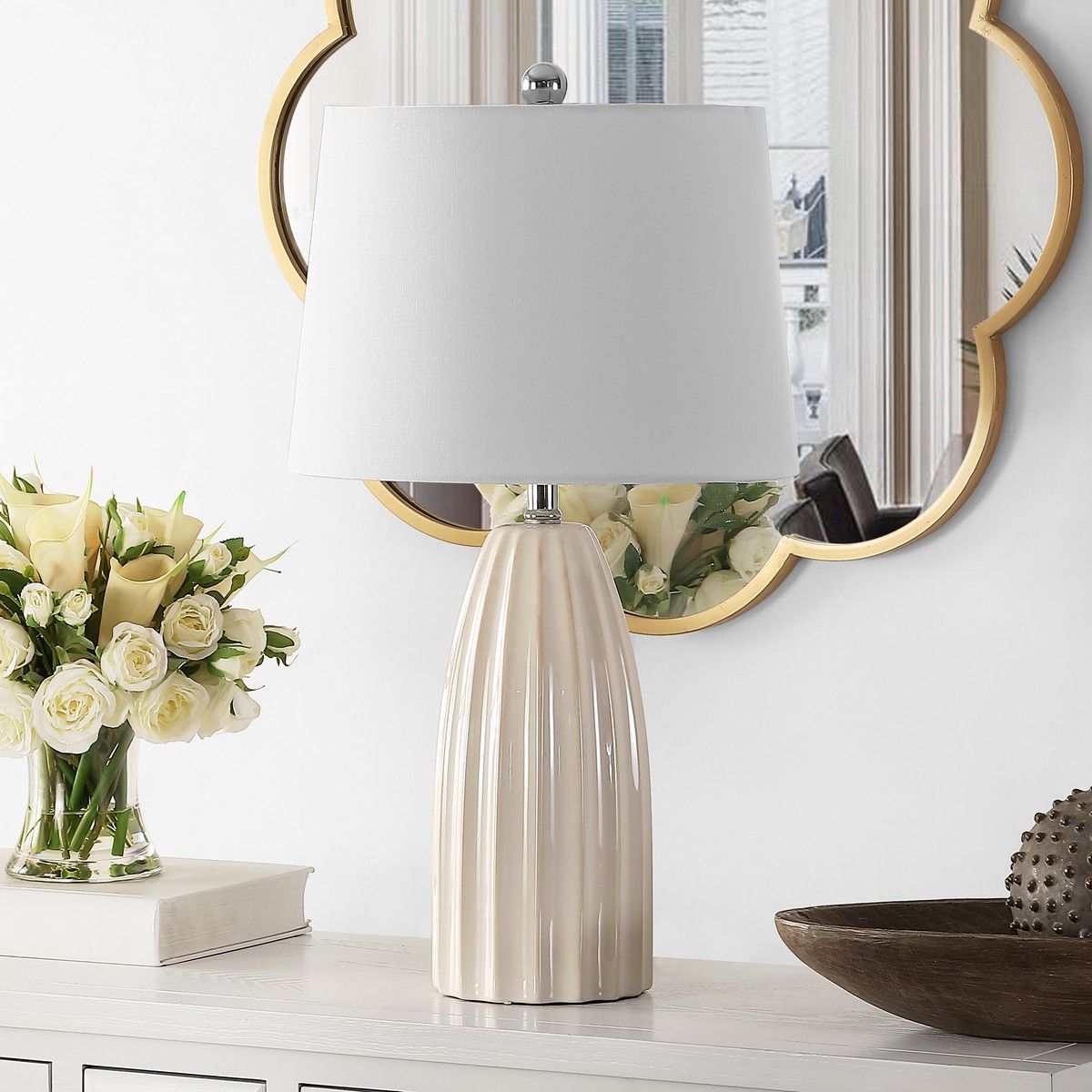  Safavieh Kayden Ceramic Table Lamp - Ivory - Bonton