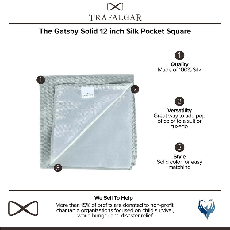The Gatsby Solid 12 inch Silk Pocket Square