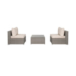 3-Piece Outdoor Patio Armless Sofa Conversation Bistro Set with Coffee Table