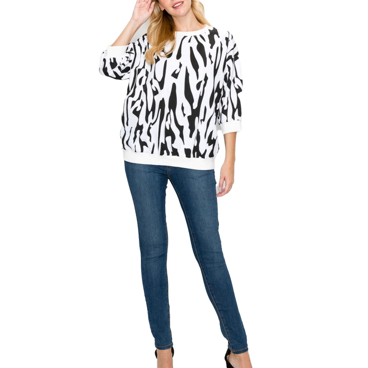 Kathy Cotton Textured Zebra Top