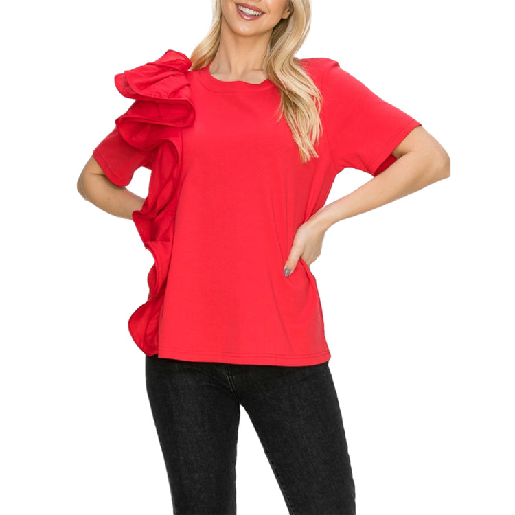 Ricole Cotton Woven Ruffles Top