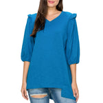 Clova Cotton Ruffled Shoulders Top