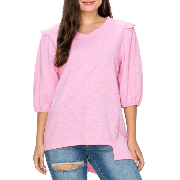 Clova Cotton Ruffled Shoulders Top