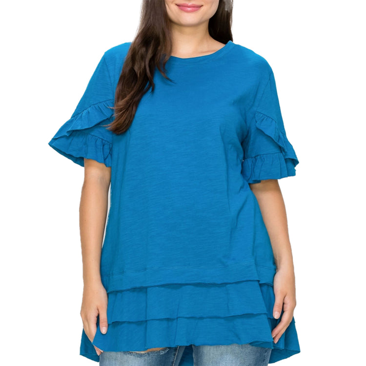 Creda Cotton Ruffled Sleeves Top
