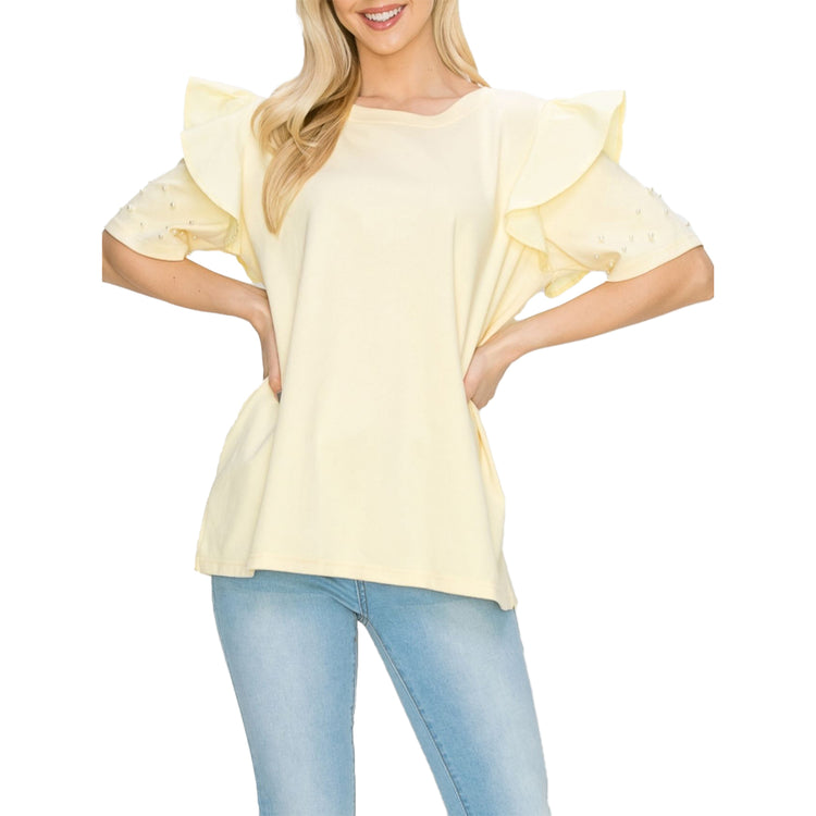 Reyna Ruffled Pearls Blouse
