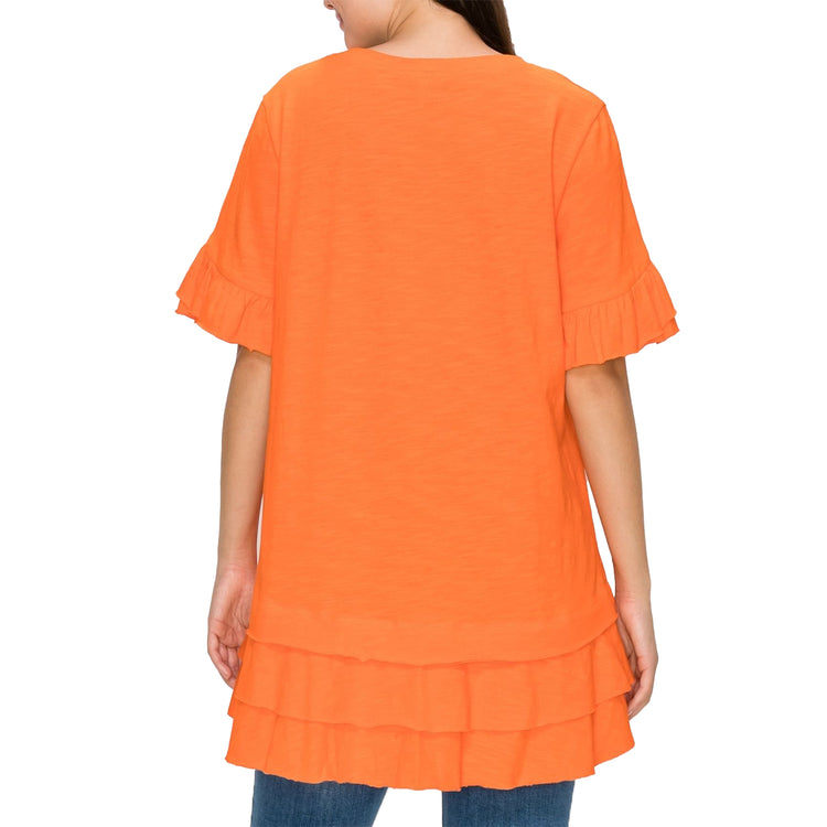 Creda Cotton Ruffled Sleeves Top