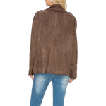 Jemi Suede Moto Jacket with Snap Buttons
