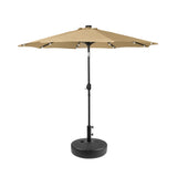 9 ft Outdoor Patio Solar LED Market Umbrella with Black Round Base