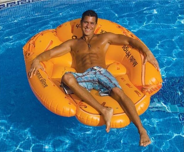62" Inflatable Orange Baseball Glove Swimming Pool Raft Float