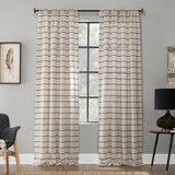 Twill Stripe Anti-Dust Linen Blend Sheer Curtain Panel