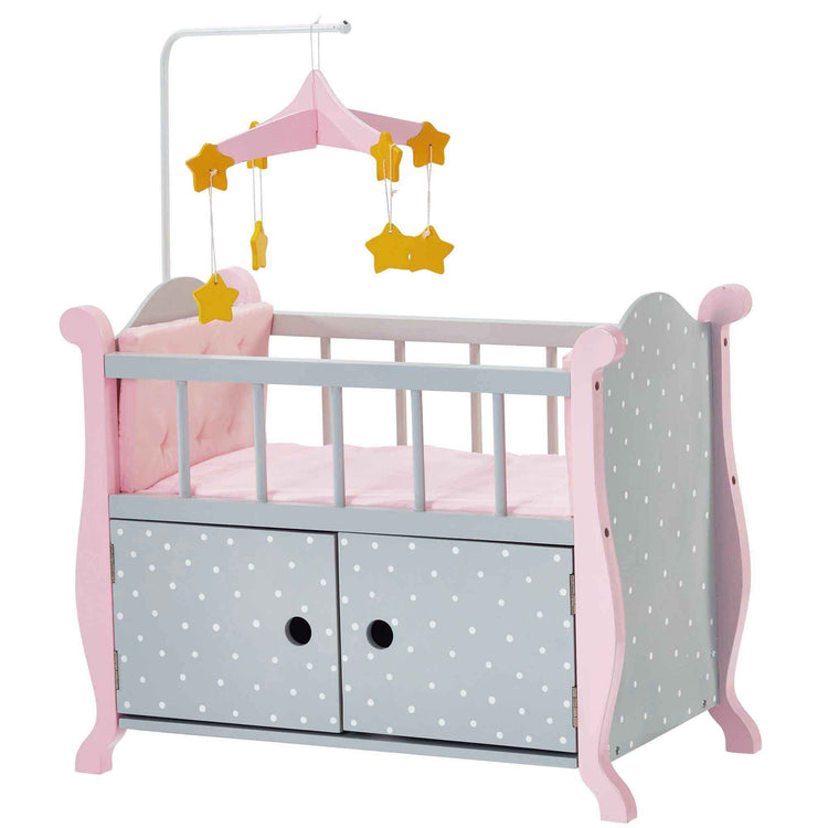 Olivia's Little World - Polka Dots Princess Baby Doll Nursery Bed with Cabinet