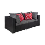 Outdoor Patio Rattan Wicker Conner Sofa with Back Pillows, Set of 2