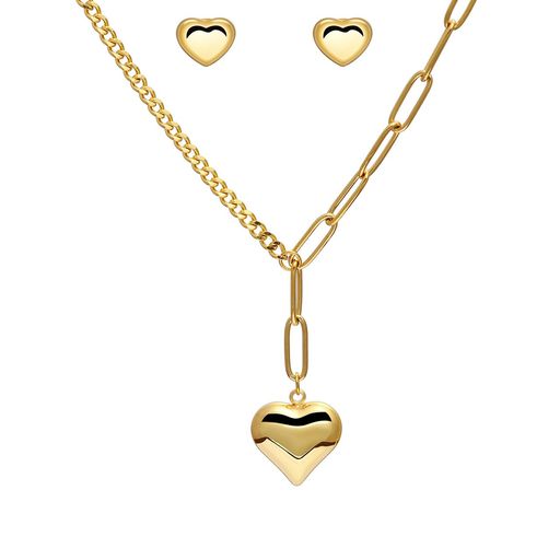 Heart Pendant Necklace and Earrings Set