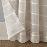 Twill Stripe Anti-Dust Linen Blend Sheer Curtain Panel