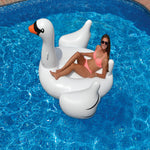 75" Inflatable White and Black Giant Swan Swimming Pool Ride-On Float Toy