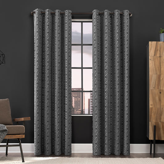 Gresham Geometric 100% Blackout Grommet Curtain Panel