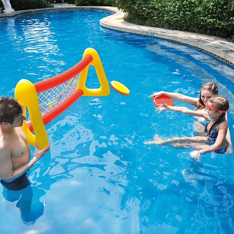 51" Inflatable Red and Yellow Swimming Pool Frisbee Game Set
