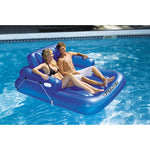 74" Inflatable Blue Kickback Adjustable Swimming Pool Lounger Float