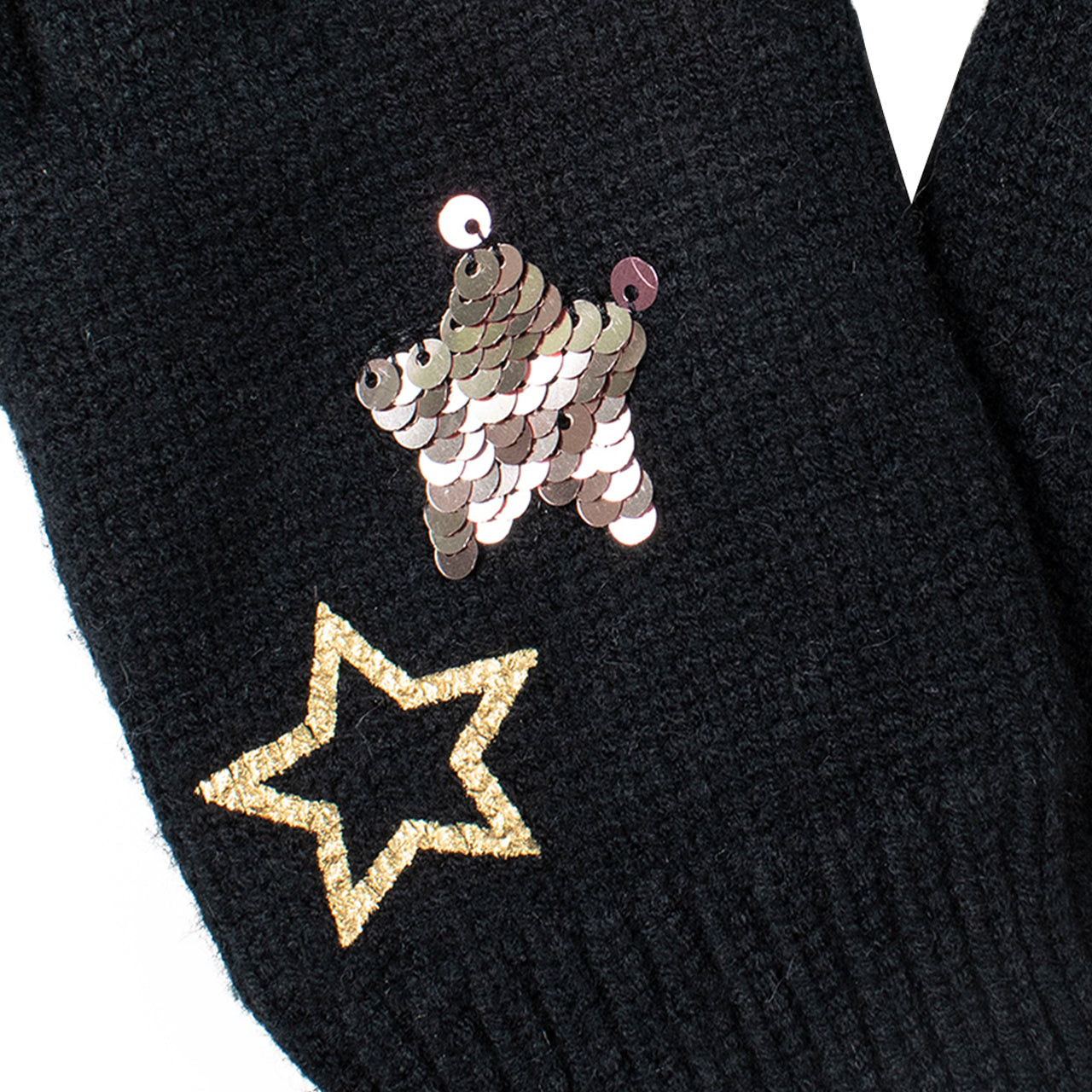  Star Foil and Flippy Sequin Knit Glove - Blush - Bonton